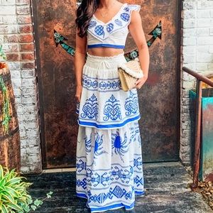 A Time For Everything Blue Print Two Piece Set